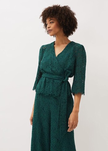 Phase Eight Aliza Lace Co-Ord Shirts Deep Green Australia | EP4168392